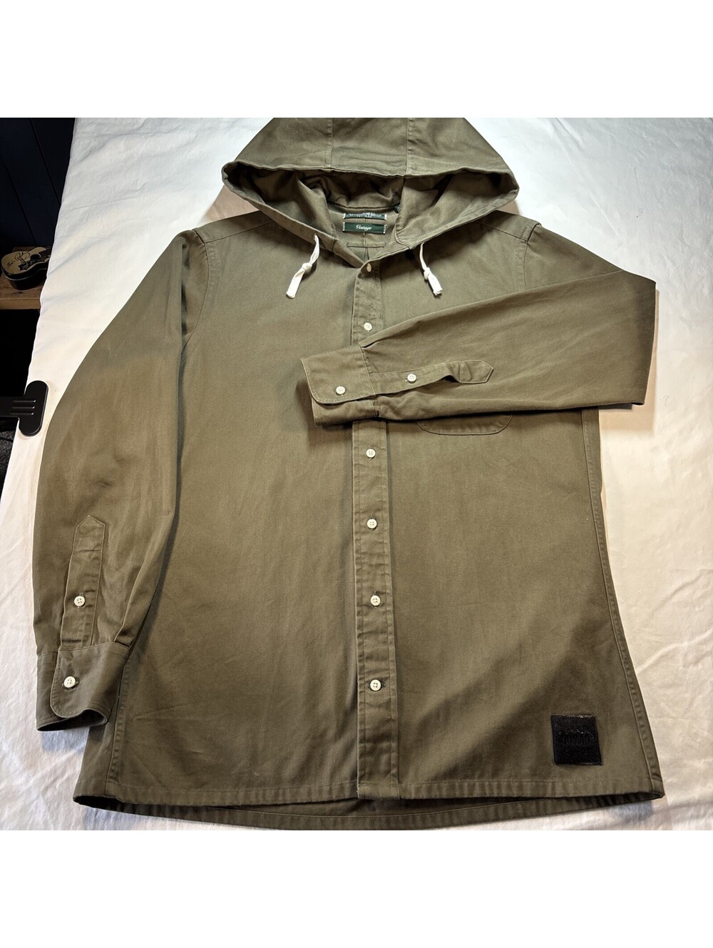 Gitman Brothers Vintage Hooded Shirt Olive Men’s M %100 Cotton Made in USA